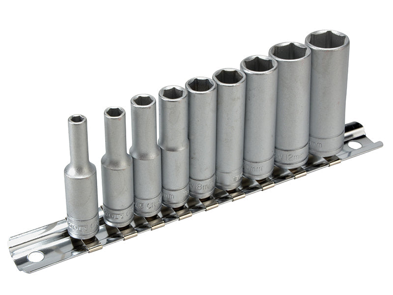 M1407 Deep Socket Clip Rail Set of 10 Metric 1/4in Drive, Teng