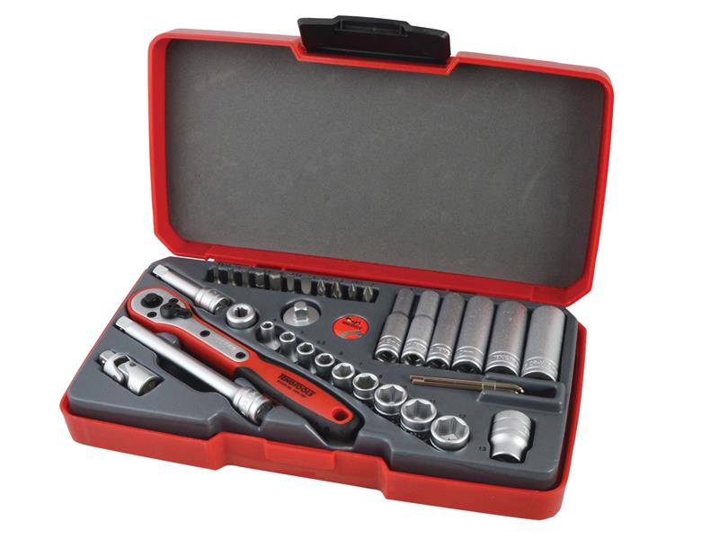 T1436 Socket Set of 36 Metric 1/4in Drive, Teng