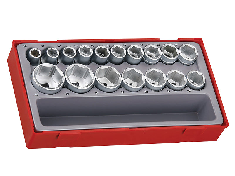 TT1217-6 Metric 6-Pt Socket Set, 17 Piece - 1/2in Drive, Teng