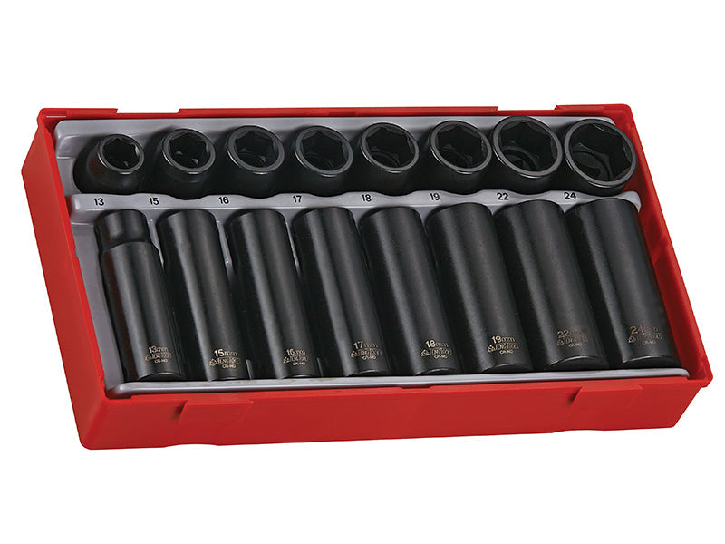 TT9116 Regular/Deep Impact Socket Set, 16 Piece-  1/2in Drive, Teng