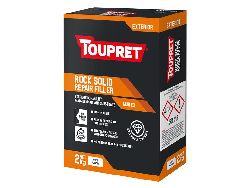 Exterior Rock Solid Repair Filler 2kg, Toupret