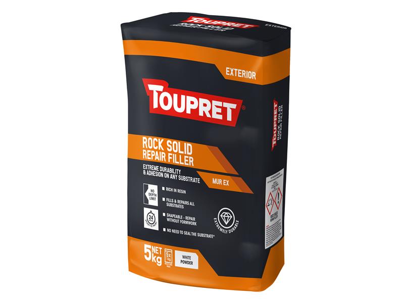 Exterior Rock Solid Repair Filler 5kg, Toupret