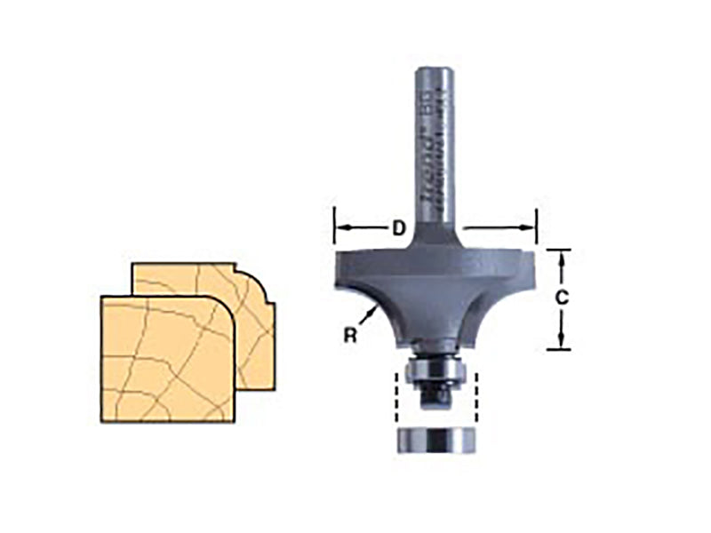 46/12 x 1/4 TCT Bearing Guided Ovolo & Round Over 4.8mm Radius, Trend