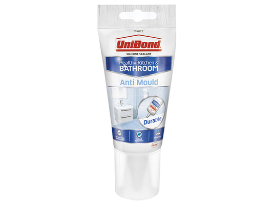 Anti-Mould Kitchen & Bathroom Sealant Tube White 147g, UniBond