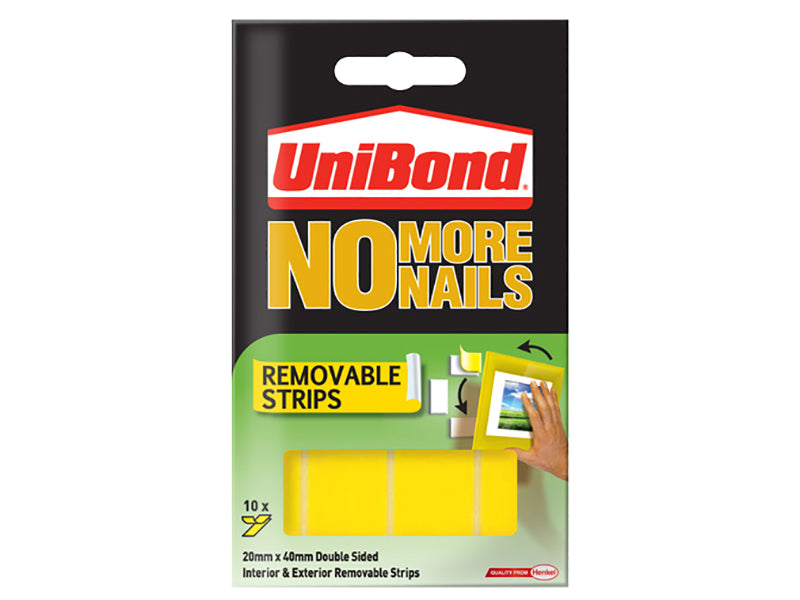 No More Nails Removable Pads 19mm x 40mm (Pack of 10), UniBond