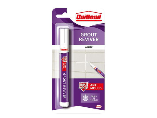 Triple Protect Grout Reviver Wall Pen 7ml Ice White, UniBond