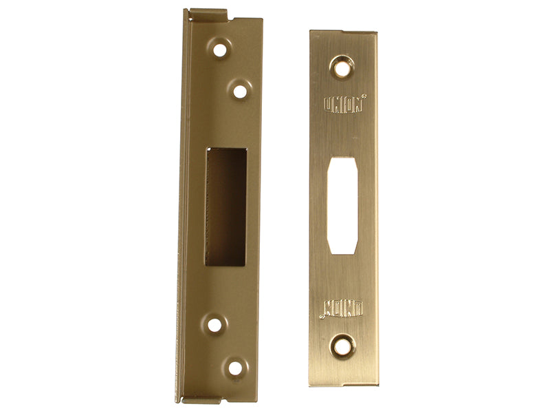 StrongBOLT 2100 Mortice Deadlock Rebate Kit 25mm Polished Brass Box, UNION