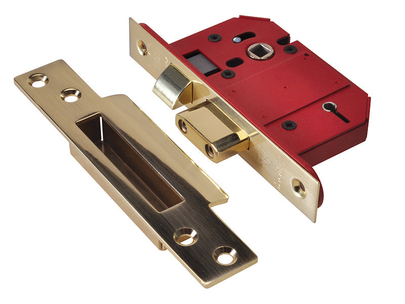 StrongBOLT 2200S BS 5 Lever Mortice Sashlock Satin Brass 68mm Box, UNION