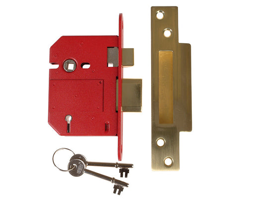 StrongBOLT 2200S BS 5 Lever Mortice Sashlock Satin Brass 81mm Box, UNION