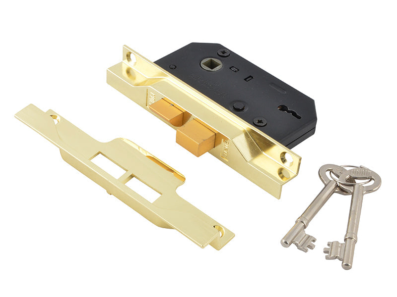 2242 2 Lever Mortice Rebated Sashlock Electro Brass 65.5mm 2.5in Visi, UNION