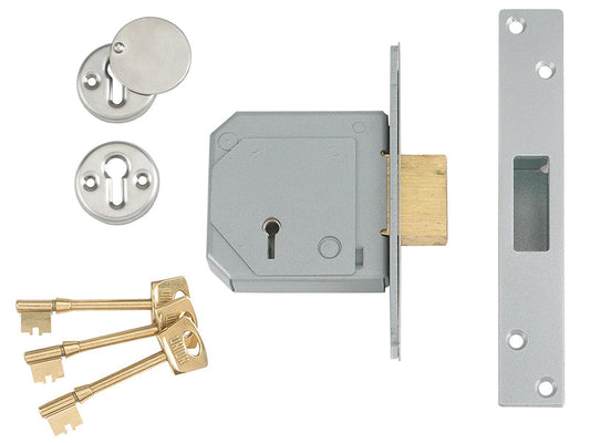 3G114E 5 Lever Mortice Deadlock C-Series 67mm 2.5in Satin Chrome, UNION