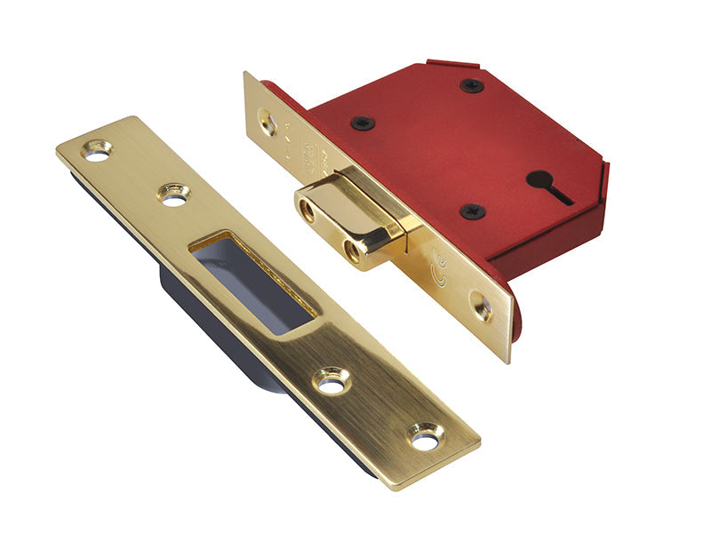 StrongBOLT 2103S 3 Lever Mortice Deadlock Polished Brass 68mm 2.5in Visi, UNION