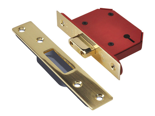 StrongBOLT 2103S 3 Lever Mortice Deadlock Polished Brass 81mm 3in Visi, UNION