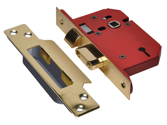 StrongBOLT 2203S 3 Lever Mortice Sashlock Polished Brass 81mm 3in Visi, UNION