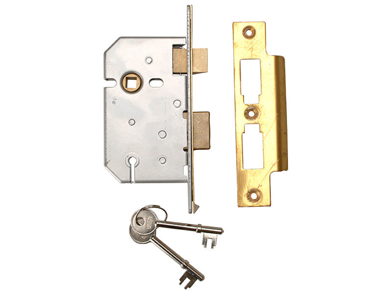 2277 3 Lever Mortice Sashlock Polished Brass 65mm 2.5in Visi, UNION