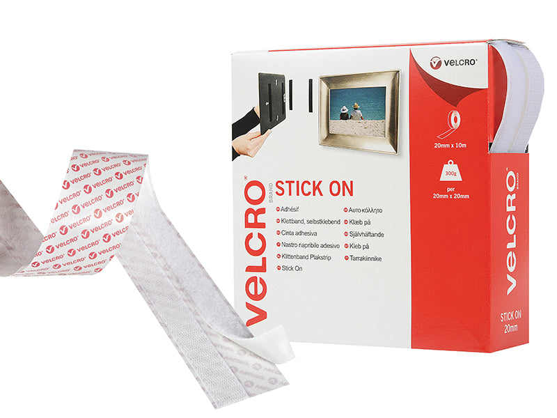 VELCRO® Brand Stick On Tape 20mm x 10m White, VELCRO® Brand