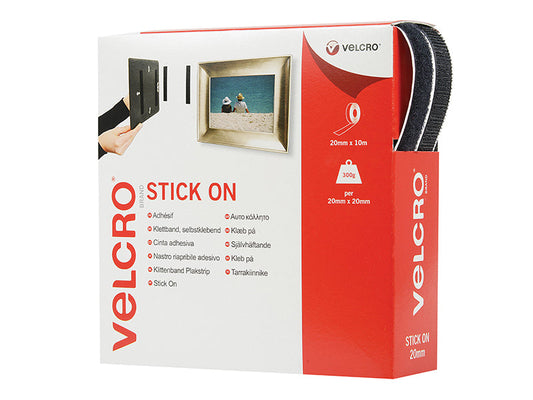 VELCRO® Brand Stick On Tape 20mm x 10m Black, VELCRO® Brand