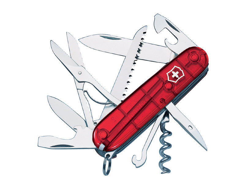 Huntsman Swiss Army Knife Translucent Red Blister Pack, Victorinox