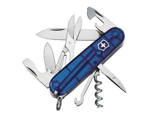 Climber Swiss Army Knife Translucent Blue Blister Pack, Victorinox