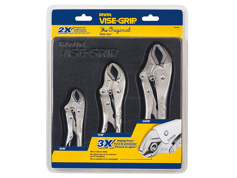 Curved Jaw Locking Pliers Set of 3 (5CR/7CR/10CR), IRWIN Vise-Grip