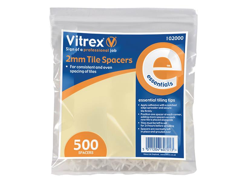 Essential Tile Spacers 2mm (Pack 500), Vitrex