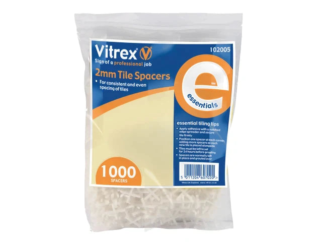 Essential Tile Spacers 2mm (Pack 1000), Vitrex