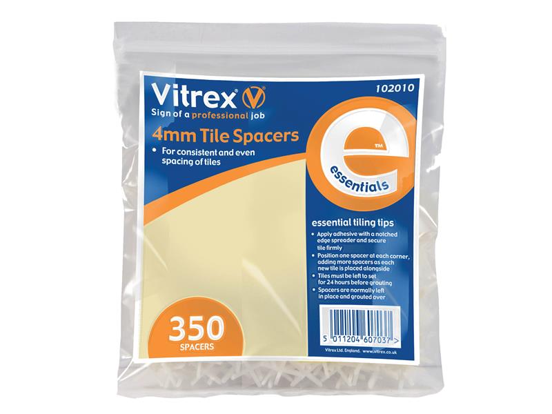 Essential Tile Spacers 4mm (Pack 350), Vitrex