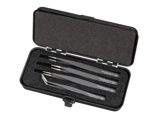 Professional ESD SMD Tweezer Set, 4 Piece, Wiha