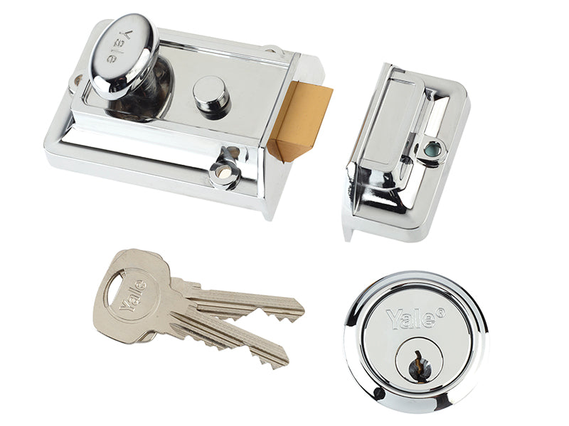 P77 Traditional Nightlatch 60mm Backset Chrome Finish Box, Yale Locks