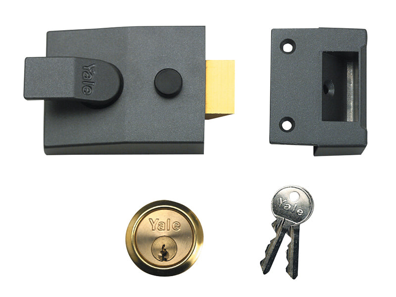 88 Standard Nightlatch 60mm Backset DMG Finish Satin Chrome Cylinder Box, Yale Locks