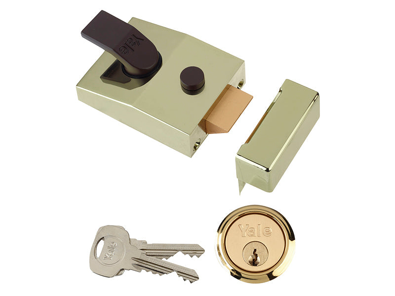 89 Deadlock Nightlatch 60mm Backset Brasslux Finish Box, Yale Locks