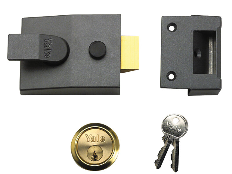 91 Basic Nightlatch 60mm Backset DMG Finish Box, Yale Locks