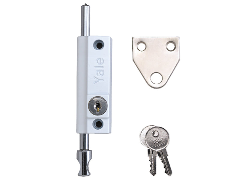 P124 Door Push Bolt White Finish Visi, Yale Locks