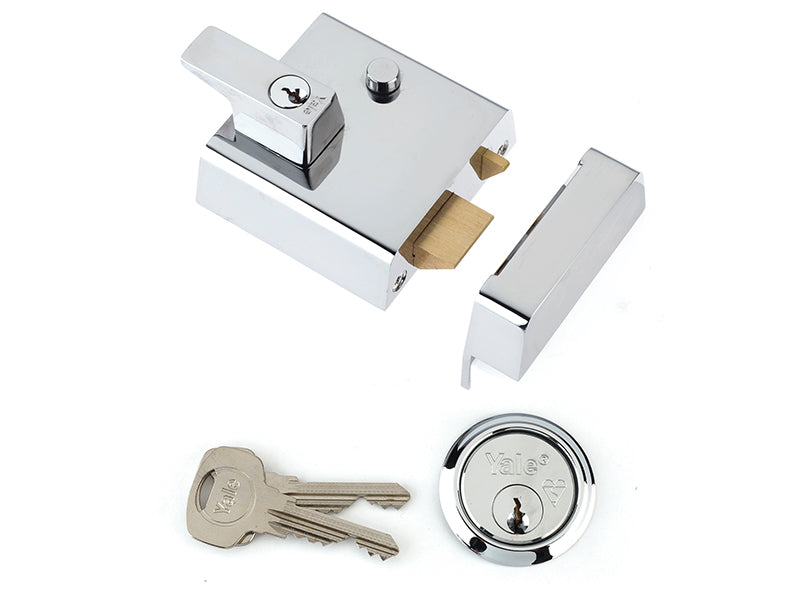 P1 Double Security Nightlatch 60mm Backset Chrome Finish Visi, Yale Locks