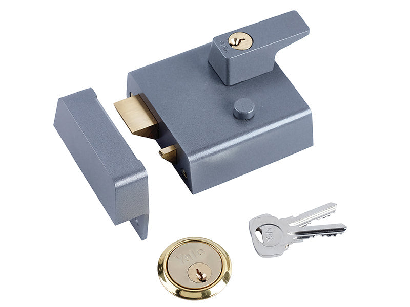 P1 Double Security Nightlatch 60mm Backset DMG Dark Grey Finish Visi, Yale Locks