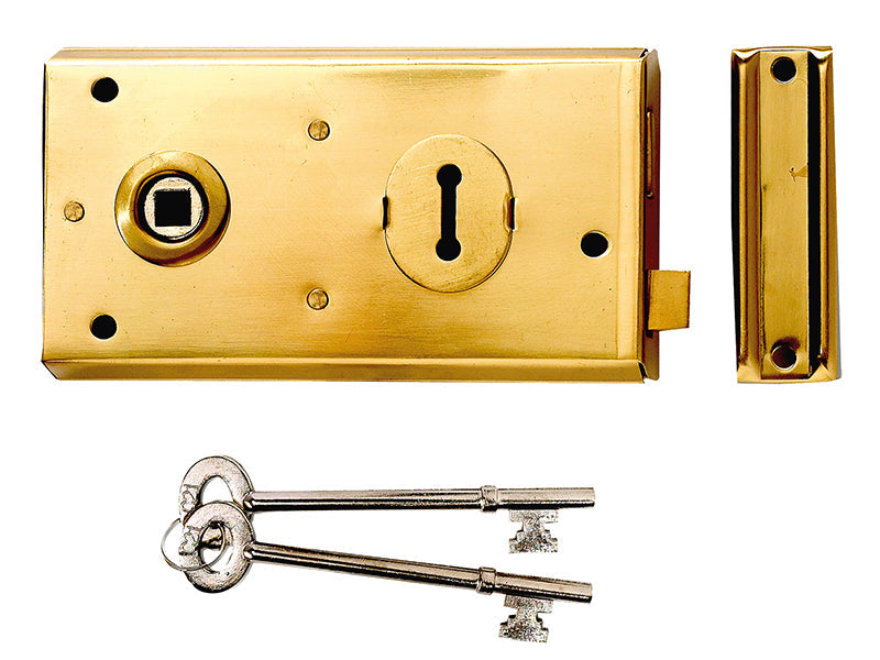 P401 Rim Lock Polished Brass Finish 138 x 76mm Visi, Yale Locks