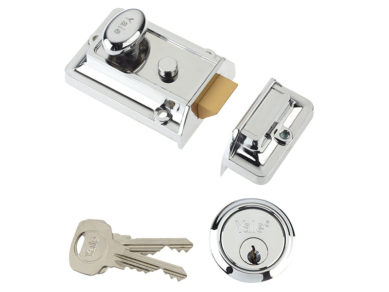 P77 Traditional Nightlatch 60mm Backset Chrome Finish Visi, Yale Locks