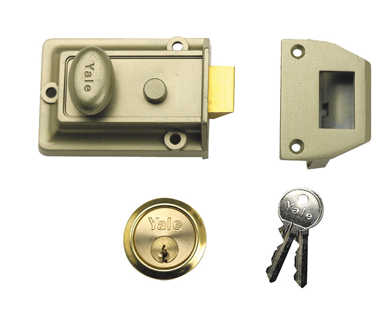 P77 Traditional Nightlatch 60mm Backset Nickel Brass Finish Visi, Yale Locks