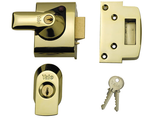 BS2 Nightlatch British Standard Lock 40mm Backset Brasslux Finish Visi, Yale Locks