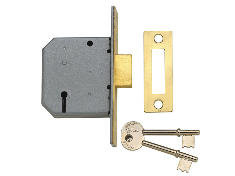 PM322 3 Lever Mortice Deadlock Polished Brass 65mm 2.5in, Yale Locks