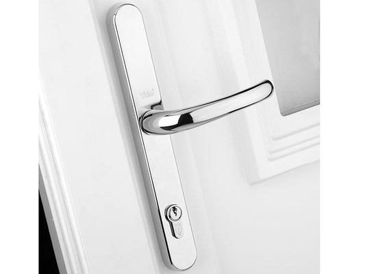 Retro Door Handle PVCu Polished Chrome Finish, Yale Locks