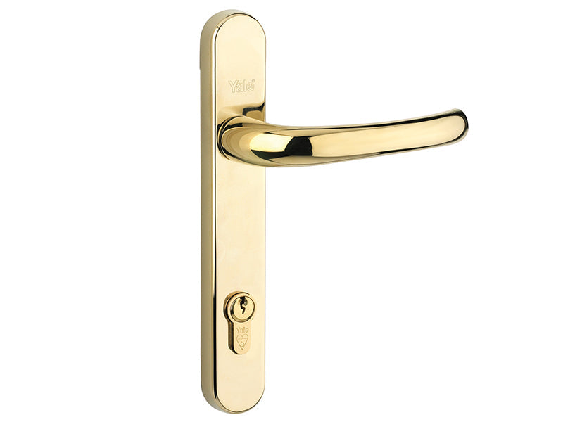 Retro Door Handle PVCu Polished PVD Gold Finish, Yale Locks