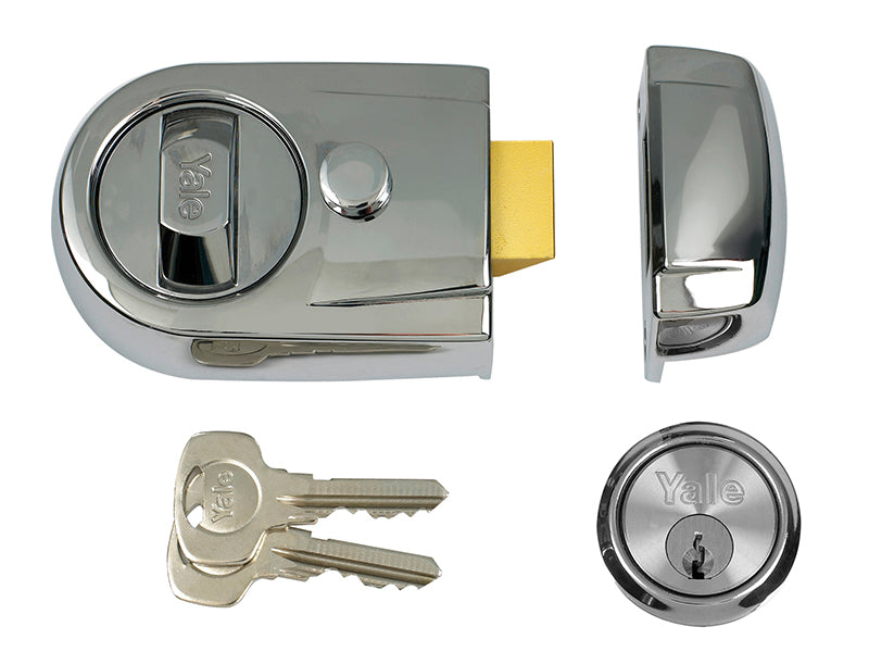 Y3 Nightlatch Modern 60mm Backset Polished Chrome Finish Visi, Yale Locks