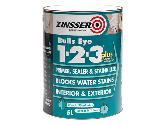 Bulls Eye® 1-2-3 Plus Primer, Sealer & Stain Killer White 5 litre, Zinsser