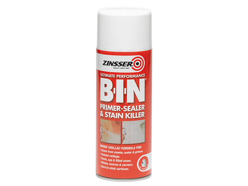 B.I.N® Primer, Sealer & Stain Killer Aerosol White 400ml, Zinsser