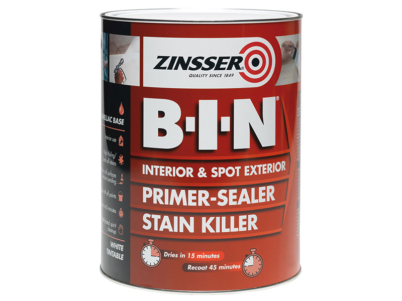 B.I.N® Primer, Sealer & Stain Killer Paint White 500ml, Zinsser