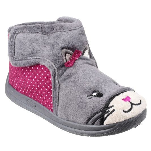 Kitty Touch Fastening Bootie Slipper, Mirak