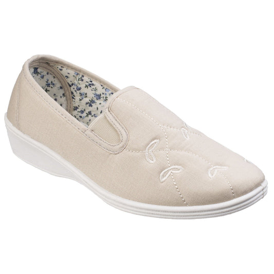 Bessie Twin Gusset Canvas Slip On Shoe, Mirak