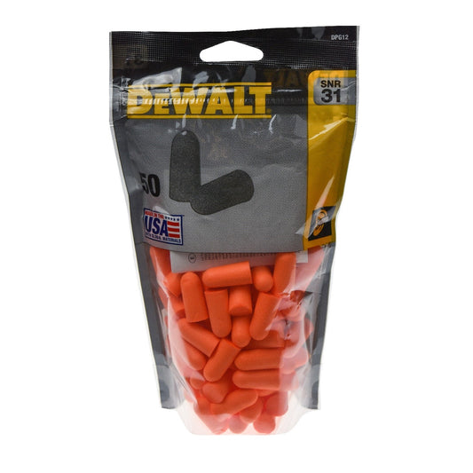 Disposable Earplugs 50 Pair Zip-Log Bag, Dewalt